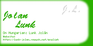 jolan lunk business card